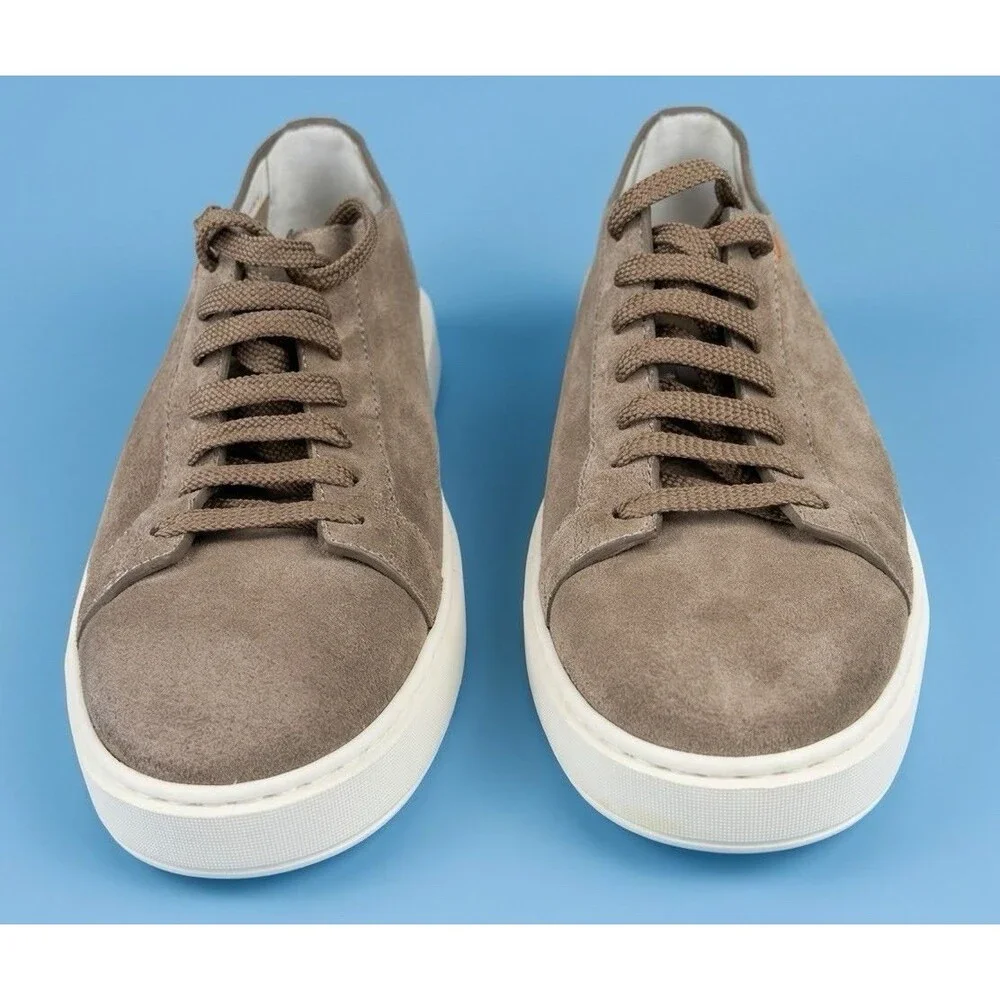 Santoni Men's Brown Suede Low Top Sneakers Shoes UK 9 US 10 Made in Italy